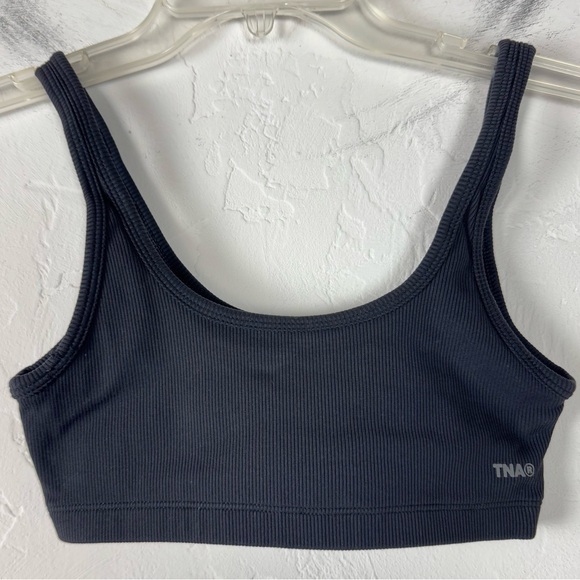 Aritzia Other - Aritzia TNA Formarib Mini Bra Top Bralette Pull On Crop Shirt Knit Ribbed Black